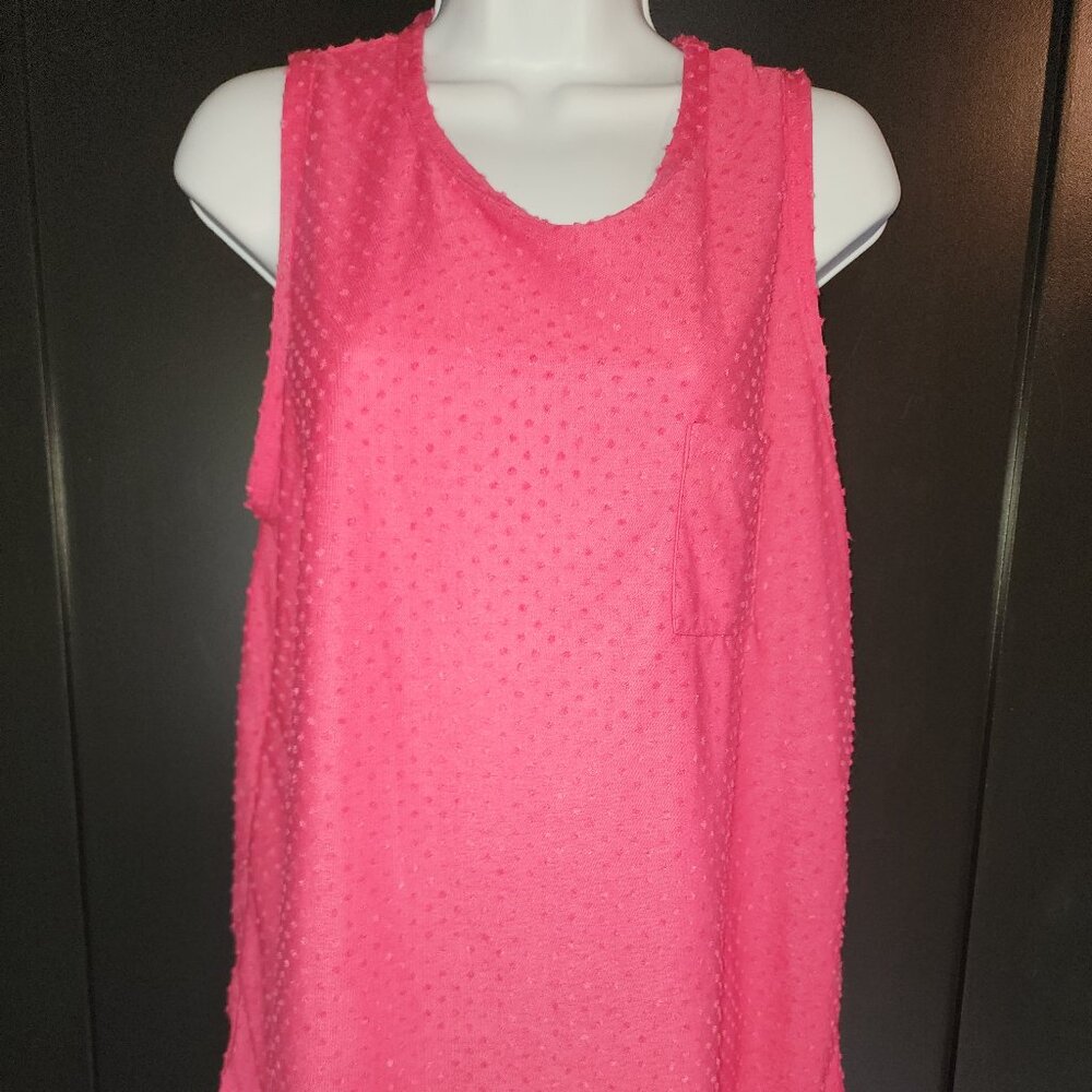 Betsey's Boutique Swiss Dot Pocket Tank in Pink Sz XL